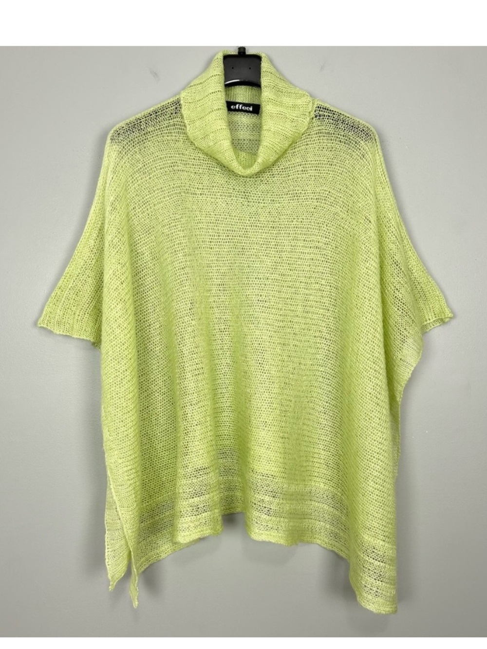 Vintage Mohair Poncho Sweater Women’s Size M Turtleneck Lightweight Open Knit